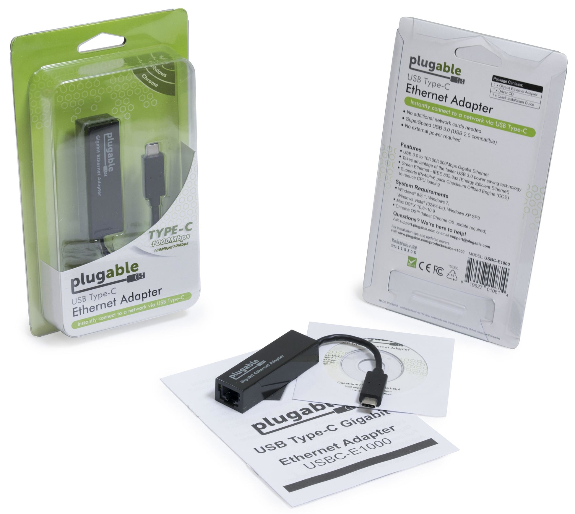 Plugable Technologies USBC-E1000 network card Ethernet 5000 Mbit/s