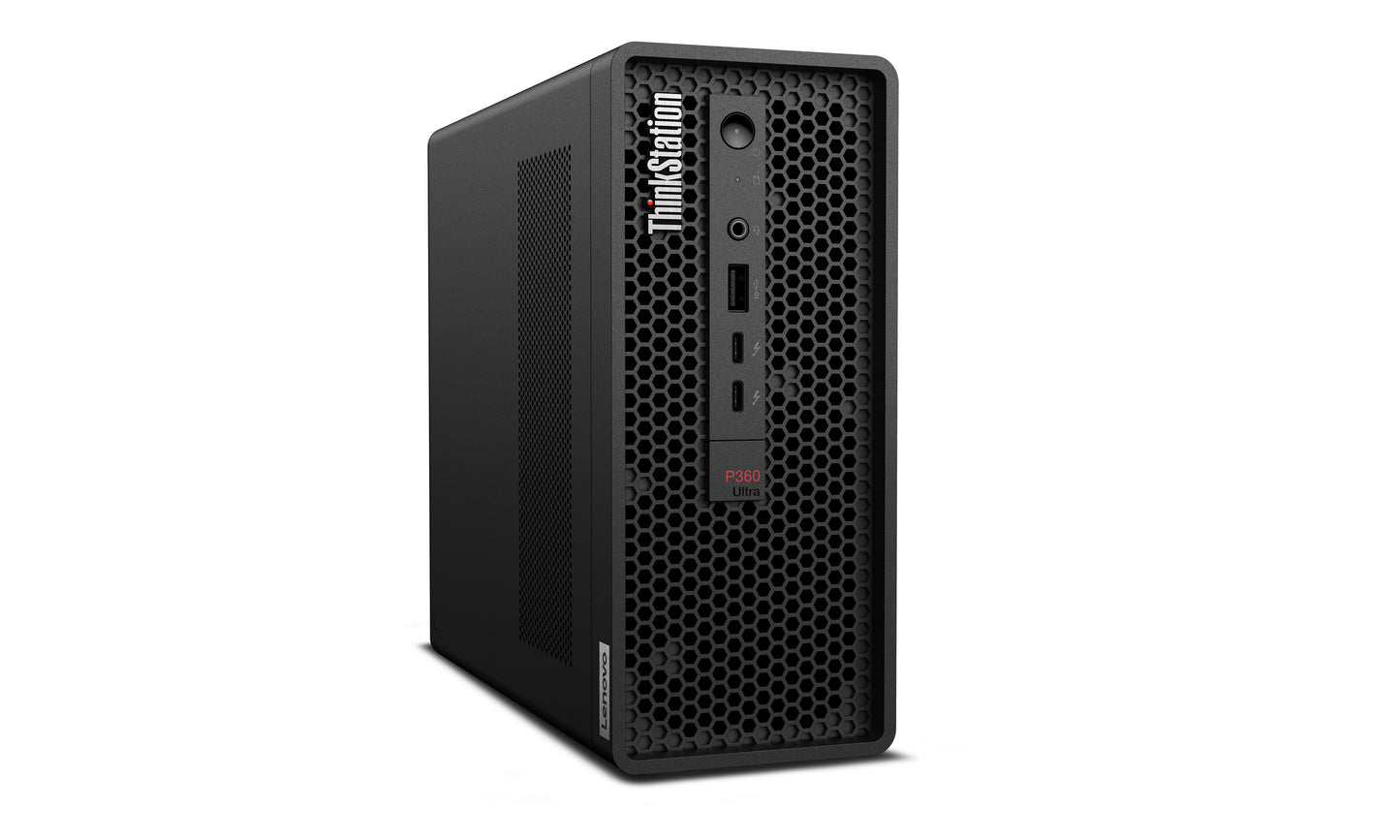 Lenovo ThinkStation P360 Ultra Intel® Core™ i5 i5-12400T 32 GB DDR5-SDRAM 1 TB SSD NVIDIA Quadro T1000 Windows 11 Pro Mini Tower Workstation Black