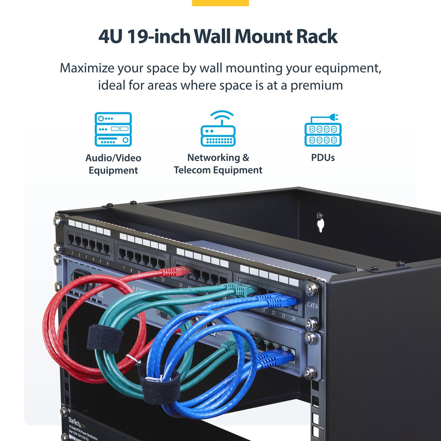 StarTech.com WALLMOUNT4 rack cabinet 4U Wall mounted rack Black
