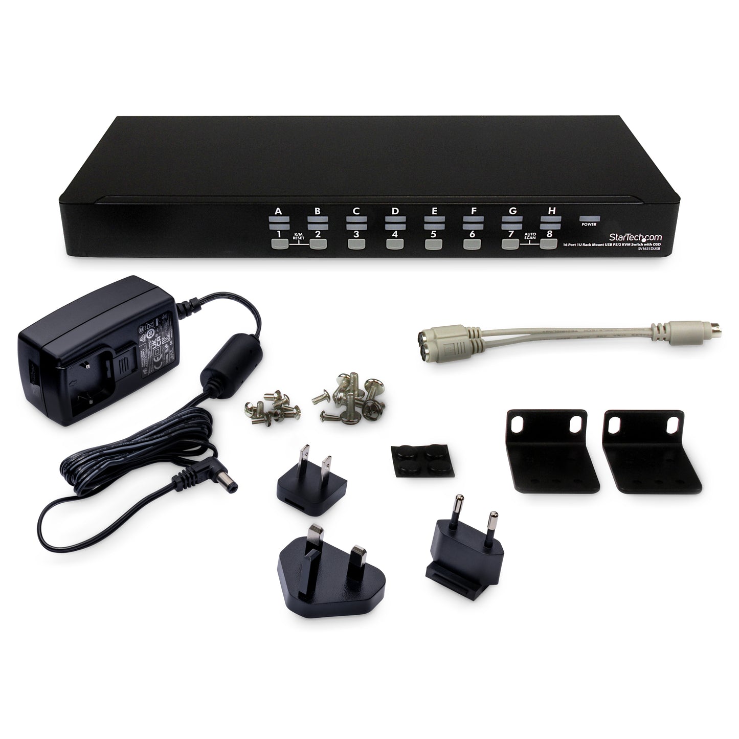 StarTech.com 16 Port 1U Rackmount USB PS/2 KVM Switch with OSD