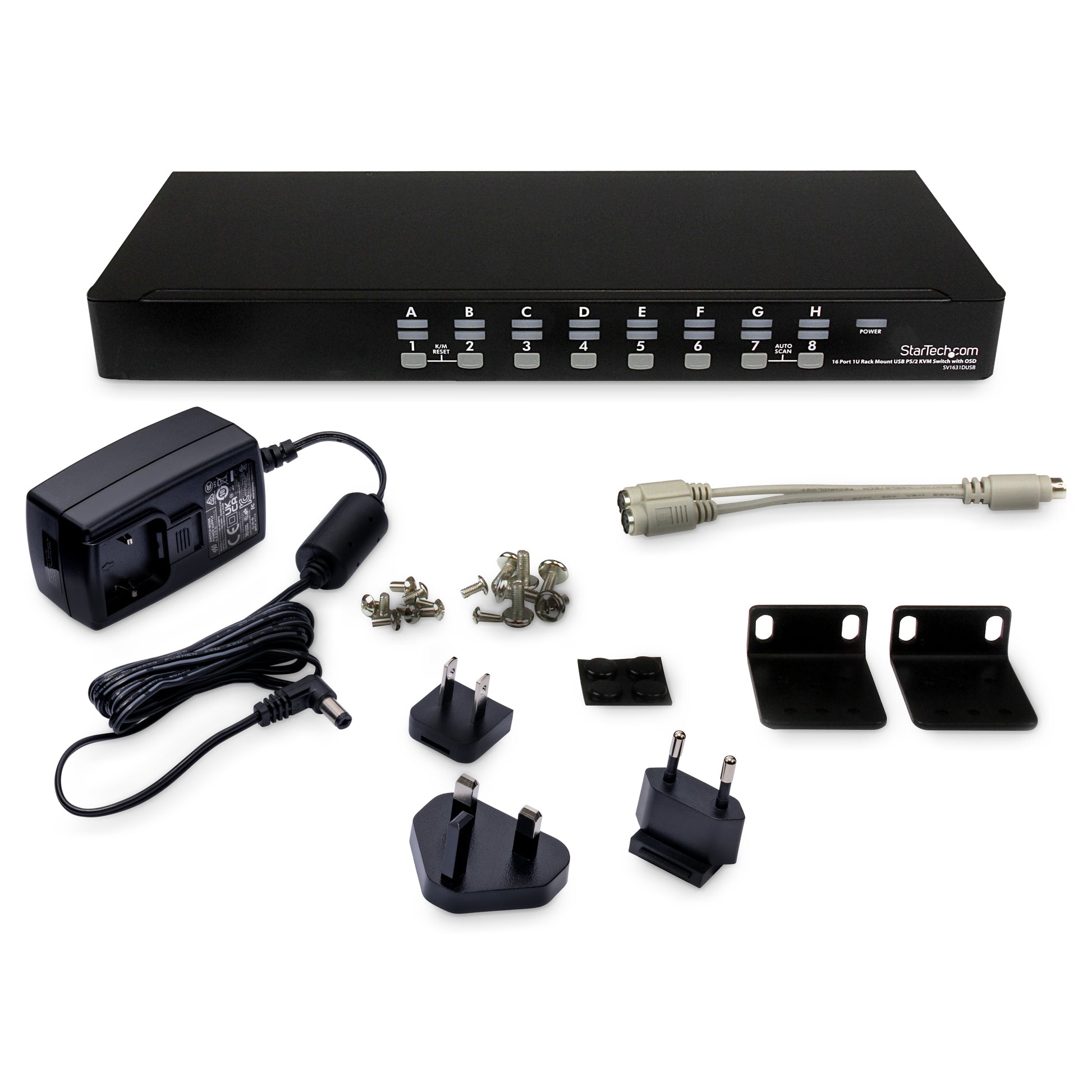 StarTech.com 16 Port 1U Rackmount USB PS/2 KVM Switch with OSD