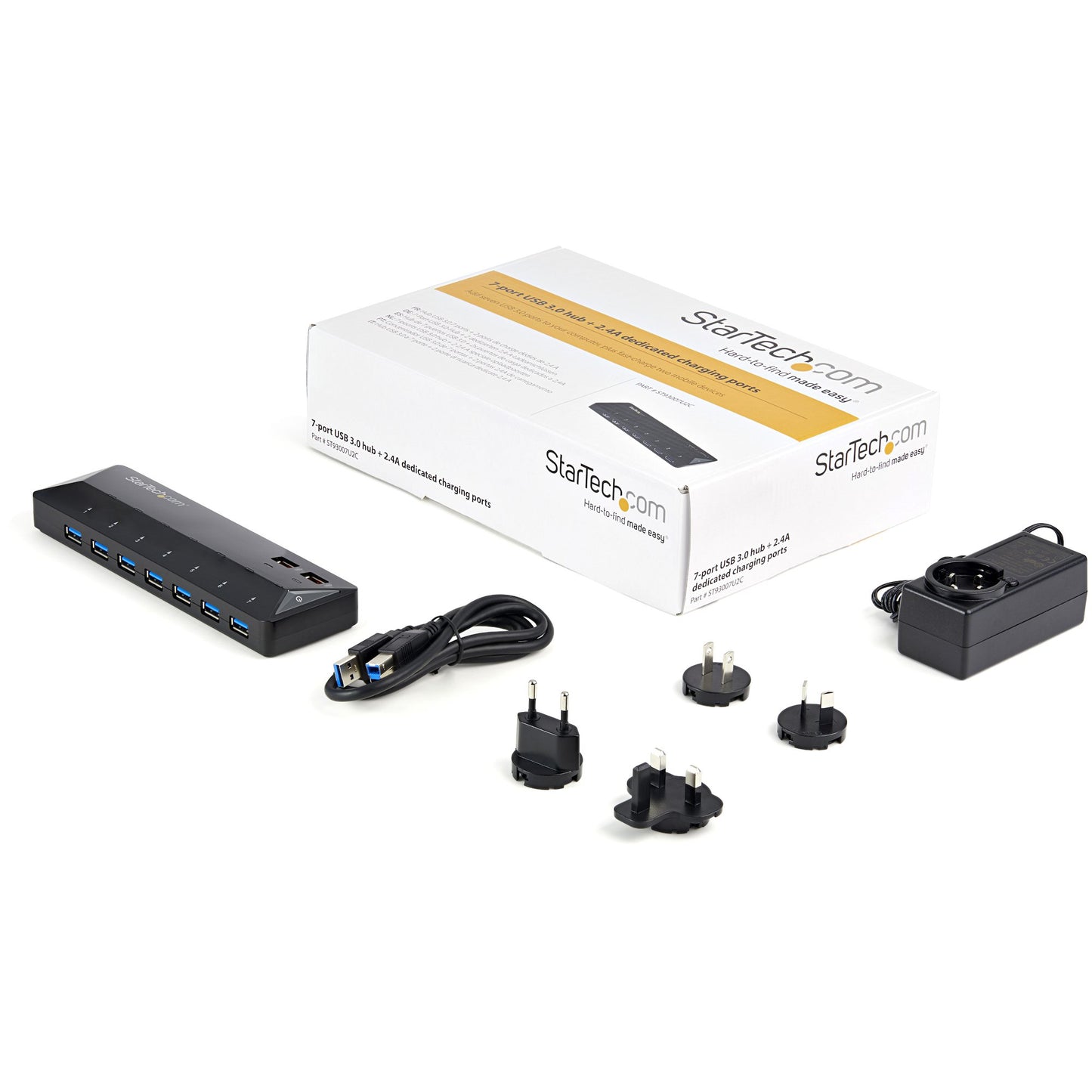 StarTech.com ST93007U2C interface hub USB 3.2 Gen 1 (3.1 Gen 1) Type-B 5000 Mbit/s Black