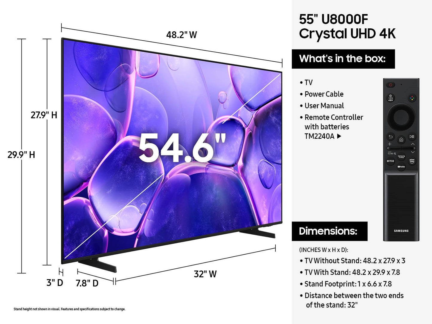 Samsung U8000F UN55U8000FF 55" 4K Ultra HD Smart TV Wi-Fi Black