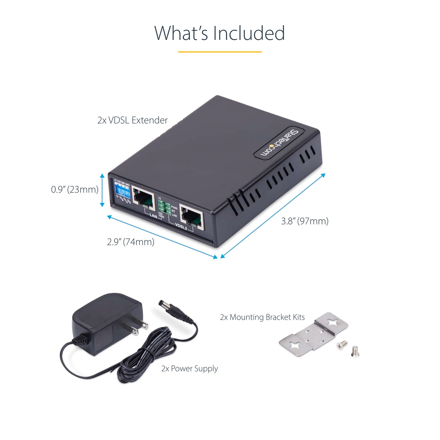 StarTech.com VDSL-LAN-EXTENDER-1G network extender Network repeater Black