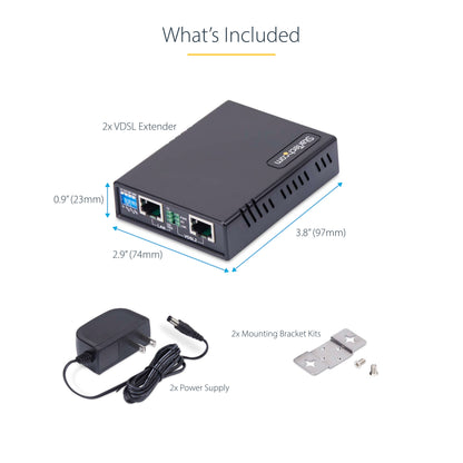 StarTech.com VDSL-LAN-EXTENDER-1G network extender Network repeater Black