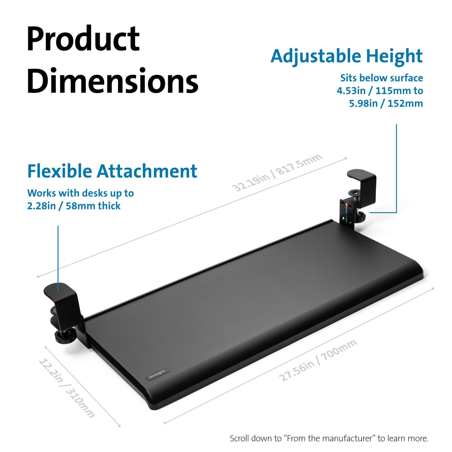 Kensington SmartFit® Clamp-On Keyboard Drawer