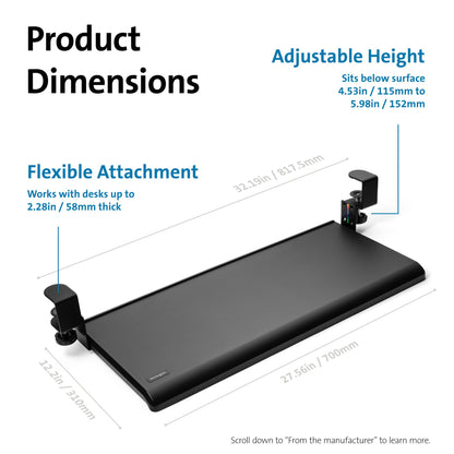 Kensington SmartFit® Clamp-On Keyboard Drawer