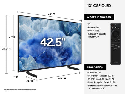 Samsung Q8F QN43Q8FAAFXZA TV 43" 4K Ultra HD Smart TV Wi-Fi Black