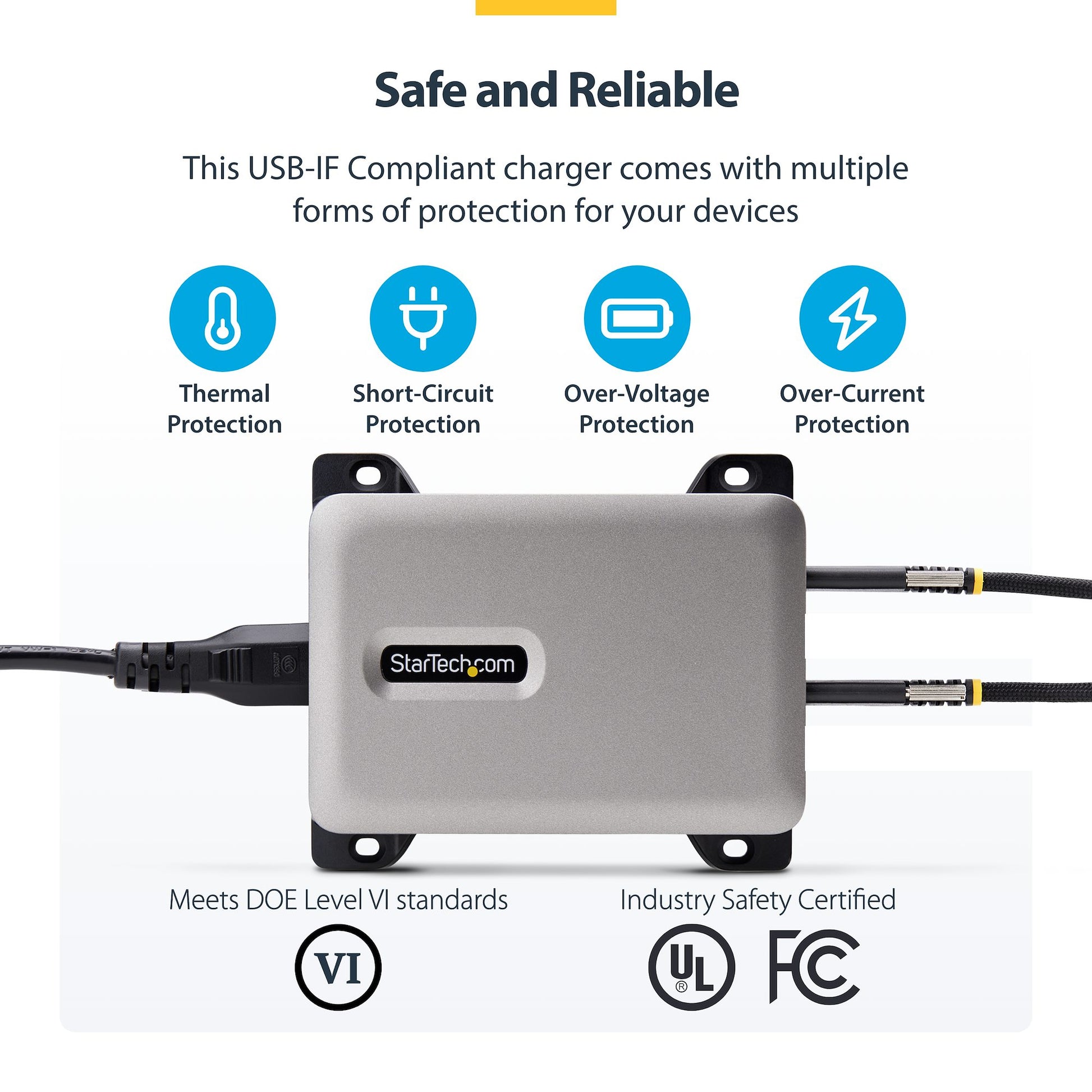 StarTech.com 424D3N-USB-C-CHARGER mobile device charger Universal Silver AC Fast charging Indoor