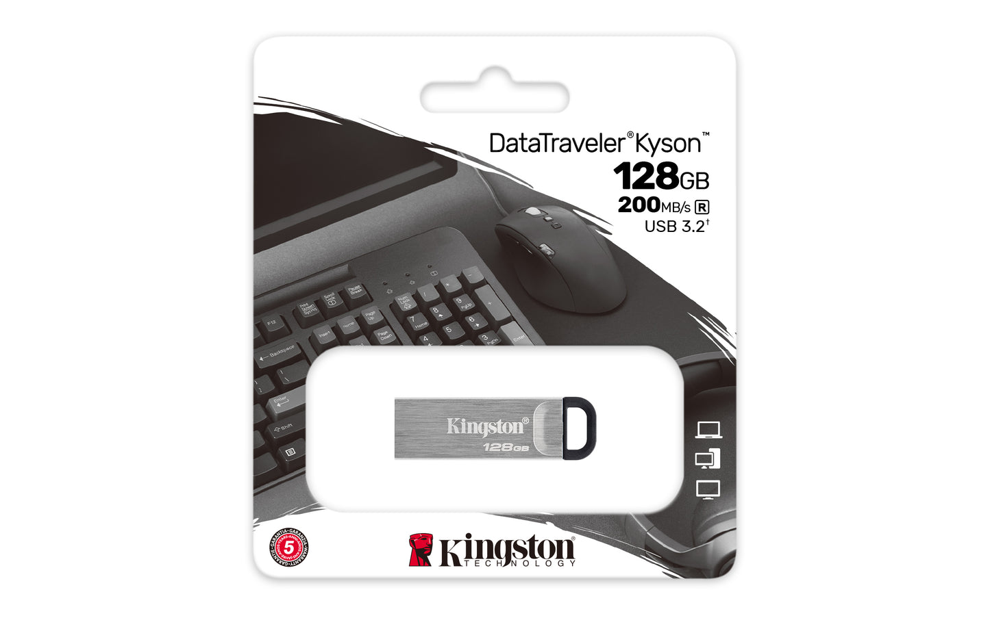 Kingston Technology DataTraveler Kyson USB flash drive 128 GB USB Type-A 3.2 Gen 1 (3.1 Gen 1) Silver