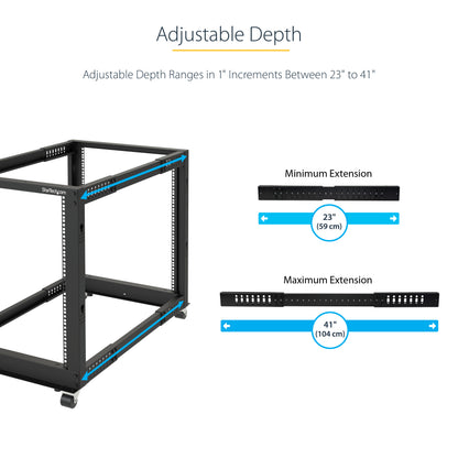 StarTech.com 4POSTRACK12U rack cabinet 12U Freestanding rack Black