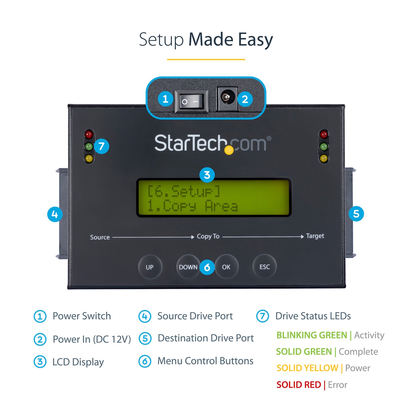StarTech.com SATDUP11IMG media duplicator HDD/SSD duplicator Black