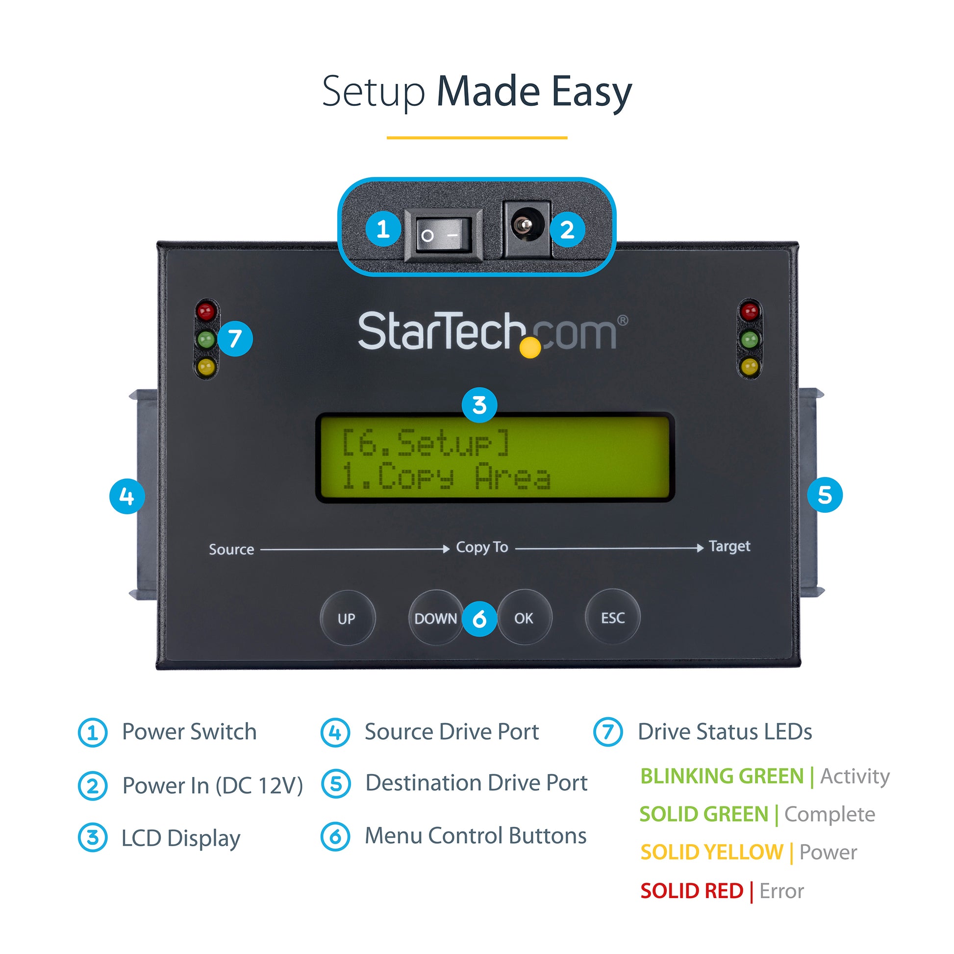 StarTech.com SATDUP11IMG media duplicator HDD/SSD duplicator Black
