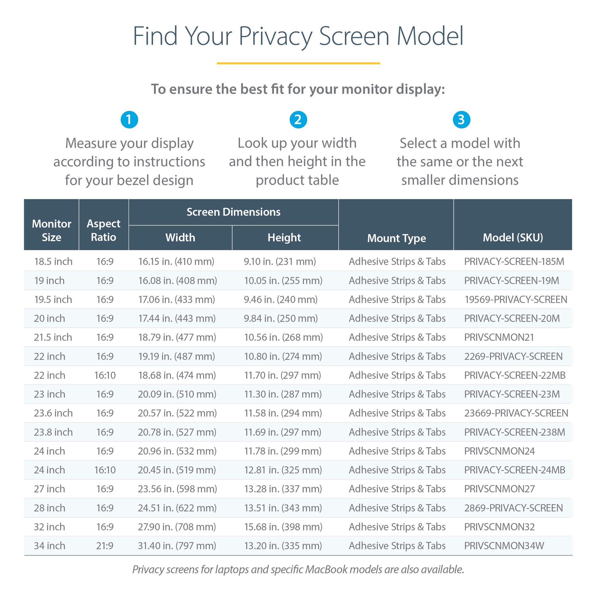 StarTech.com 23669-PRIVACY-SCREEN display privacy filters 23.6" Monitor Frameless display privacy filter