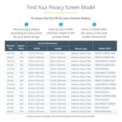 StarTech.com PRIVSCNMON21 display privacy filters 21.5" Monitor
