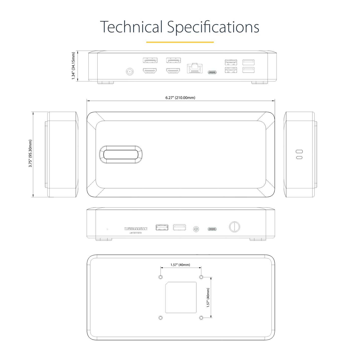 StarTech.com 132N-TB4USB4DOCK laptop dock/port replicator Wired Thunderbolt 4 Gray