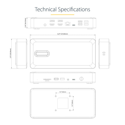 StarTech.com 132N-TB4USB4DOCK laptop dock/port replicator Wired Thunderbolt 4 Gray