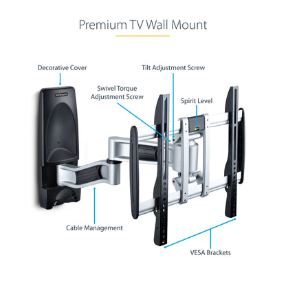 StarTech.com TV-WALL-MOUNT-65FS TV mount/stand 65" Black, Silver