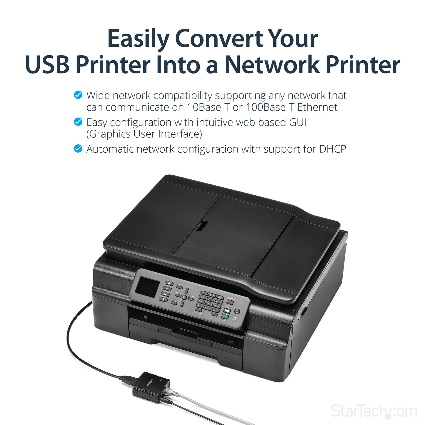 StarTech.com PM1115U2 print server Ethernet LAN Black