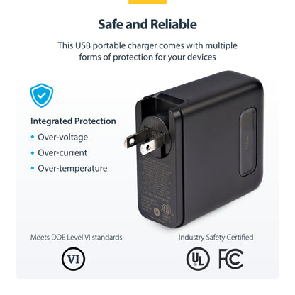 StarTech.com 2210GCN-WALL-CHARGER mobile device charger Universal Black AC Fast charging Indoor