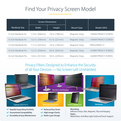 StarTech.com 15MAM-PRIVACY-SCREEN display privacy filters 15" Laptop Frameless display privacy filter
