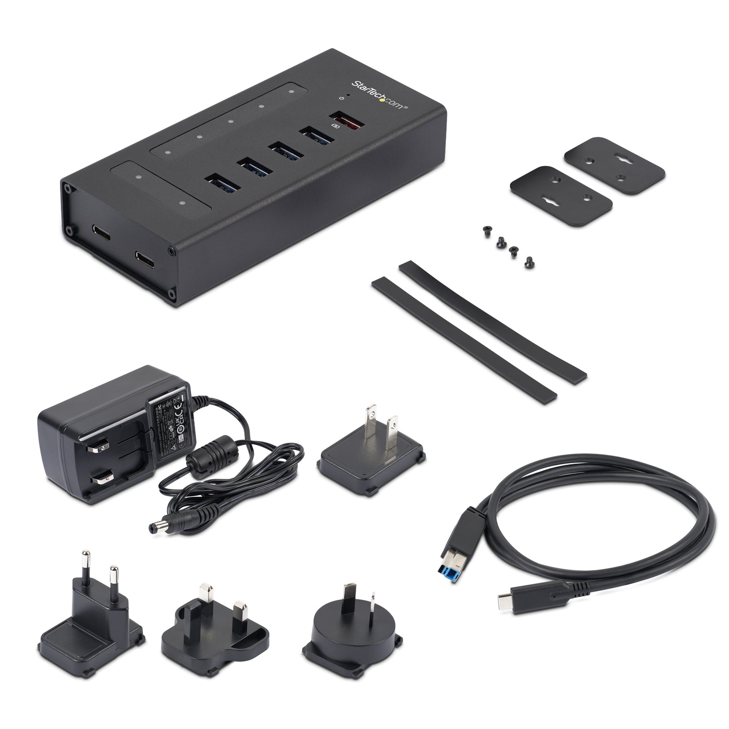 StarTech.com HB30C5A2CST interface hub USB 3.2 Gen 1 (3.1 Gen 1) Type-B 5000 Mbit/s Black