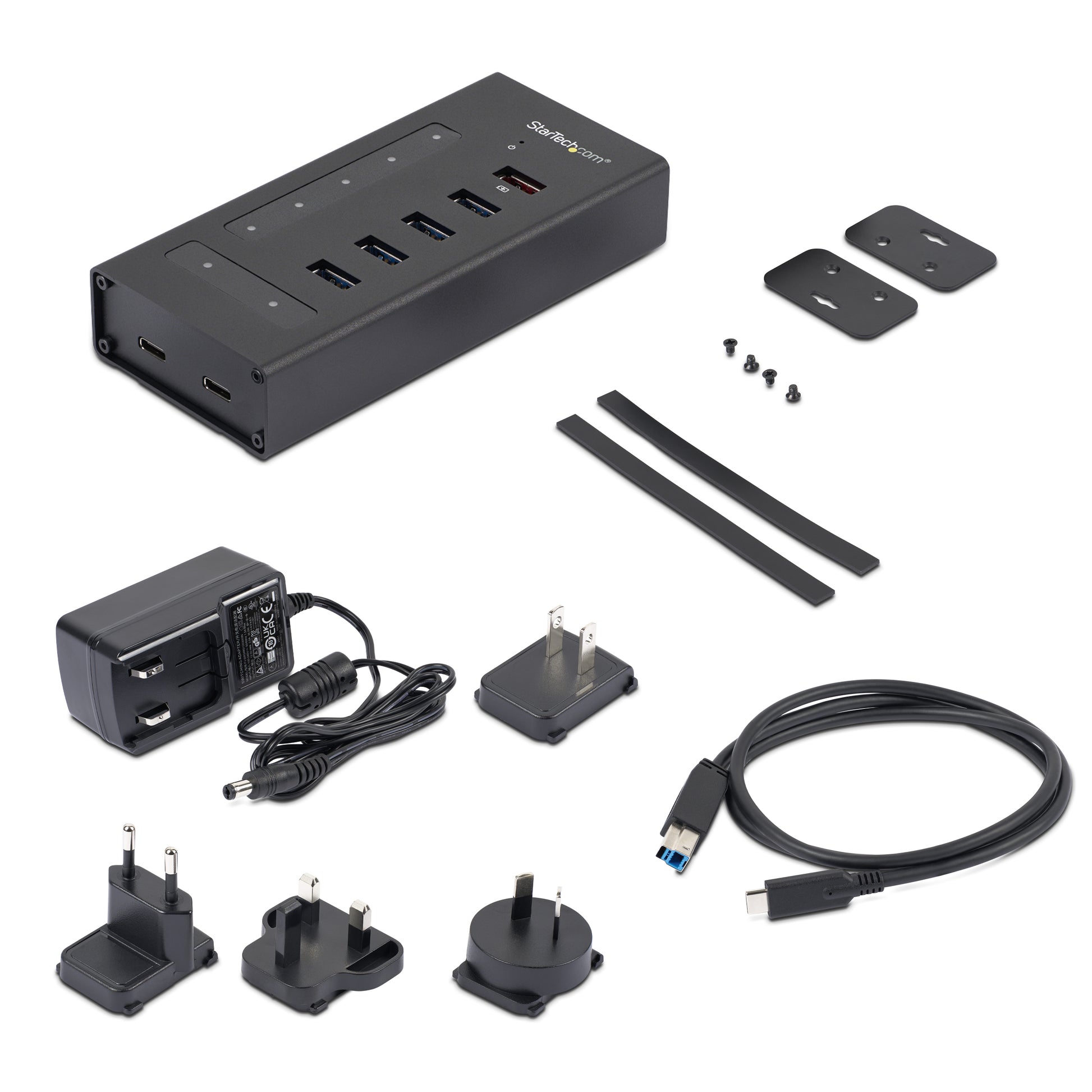 StarTech.com HB30C5A2CST interface hub USB 3.2 Gen 1 (3.1 Gen 1) Type-B 5000 Mbit/s Black