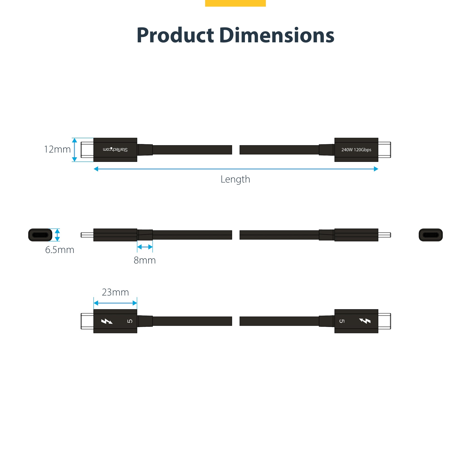 StarTech.com TBLT5MM80CM240W Thunderbolt cable 31.5" (0.8 m) 80 Gbit/s Black