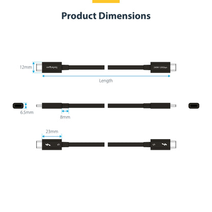 StarTech.com TBLT5MM80CM240W Thunderbolt cable 31.5" (0.8 m) 80 Gbit/s Black