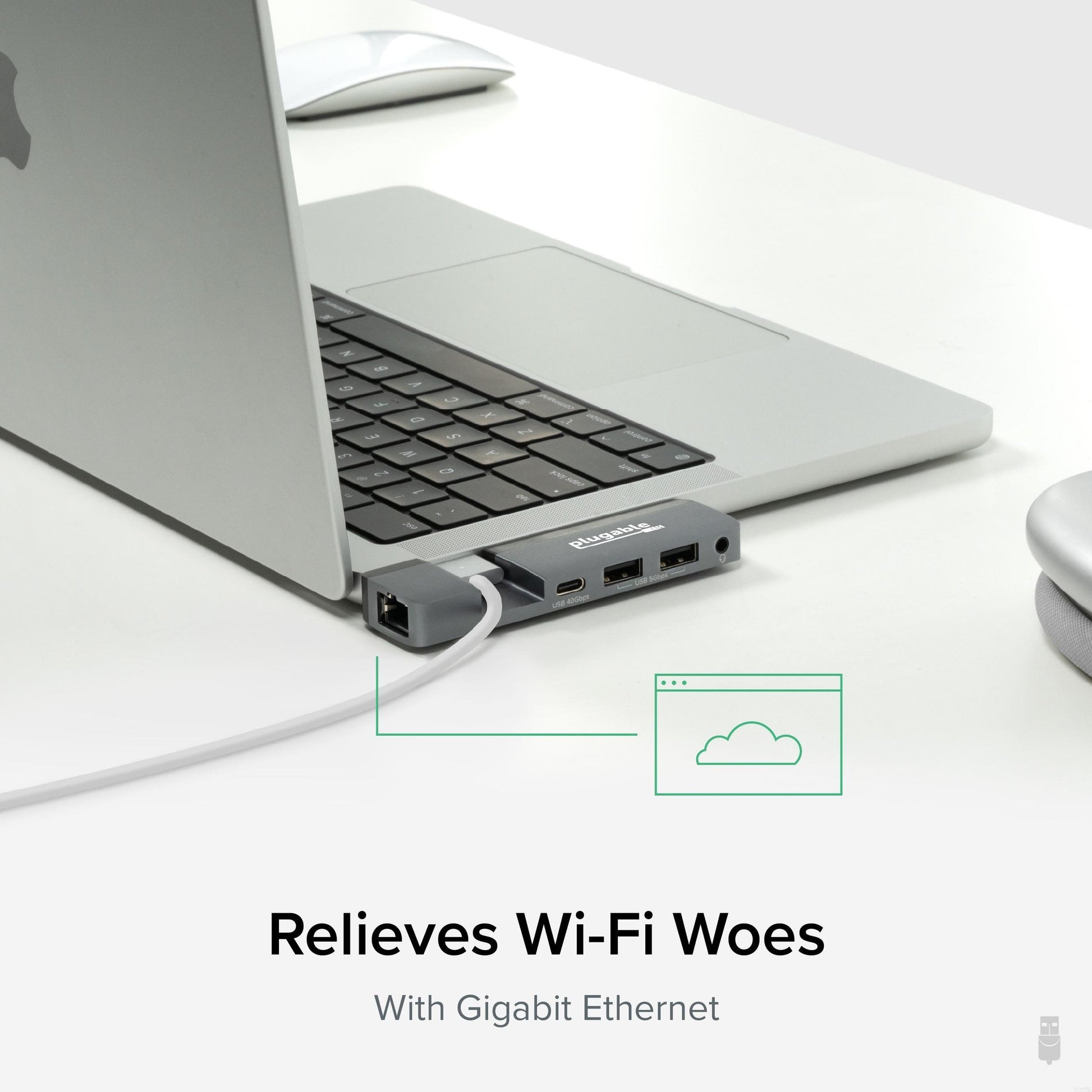 Plugable Technologies AMS-5IN1E laptop dock/port replicator Wired USB4 Silver