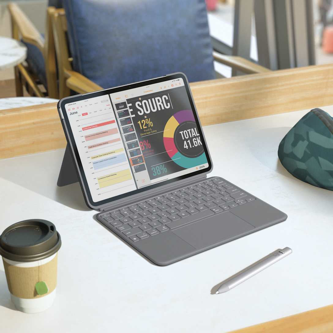 Logitech Combo Touch for iPad Air 11-inch (M2 & M3), iPad Air (5th gen) QWERTY English Smart Connector Gray