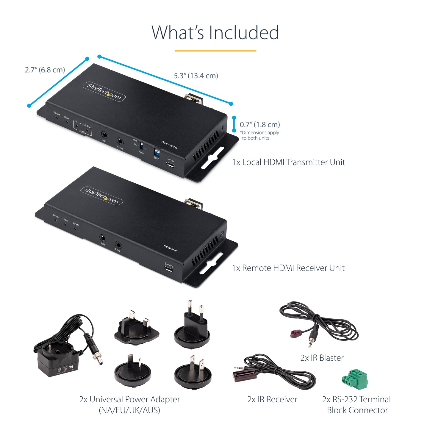 StarTech.com ST121HD20FXA2 AV extender AV transmitter & receiver Black