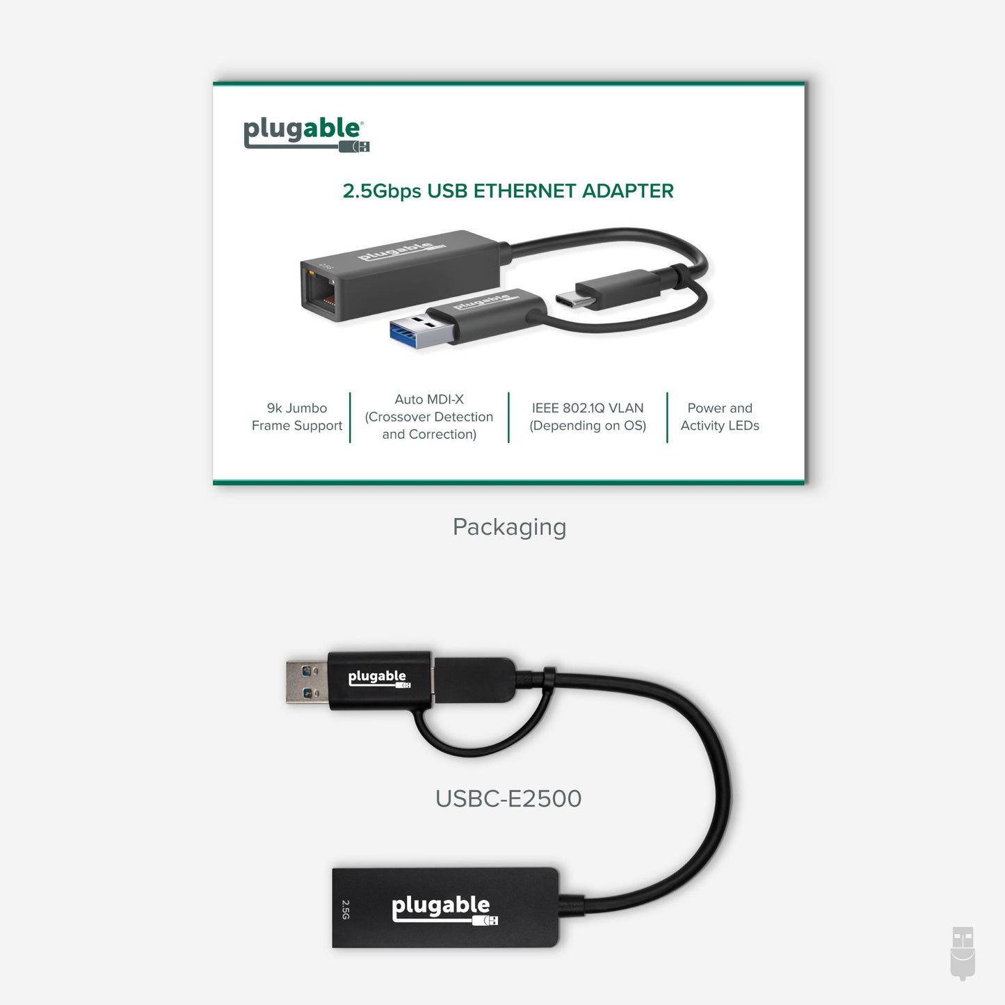 Plugable Technologies USBC-E2500 network card Ethernet 5000 Mbit/s