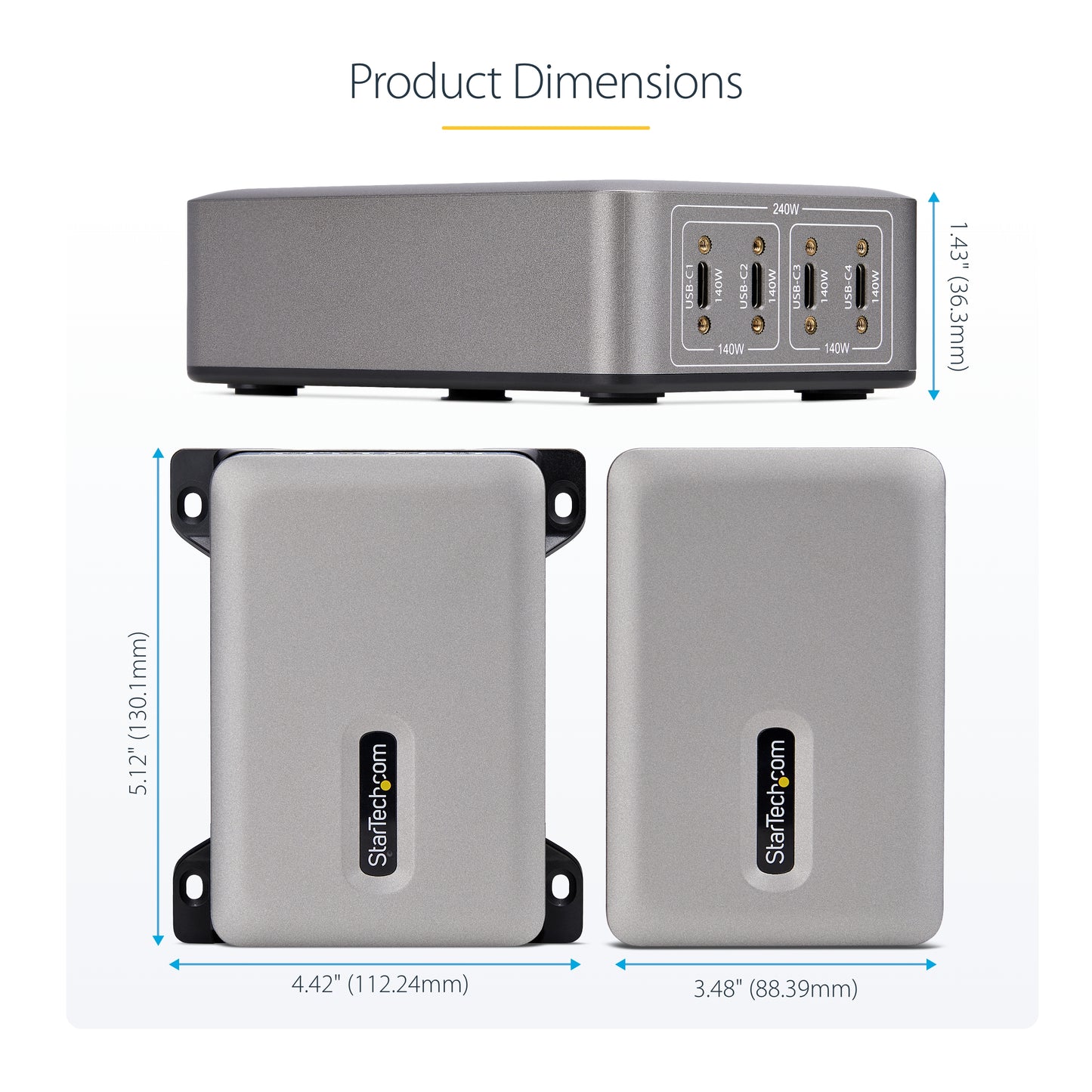 StarTech.com 424DNA-USB-C-CHARGER mobile device charger Universal Gray AC Fast charging Indoor