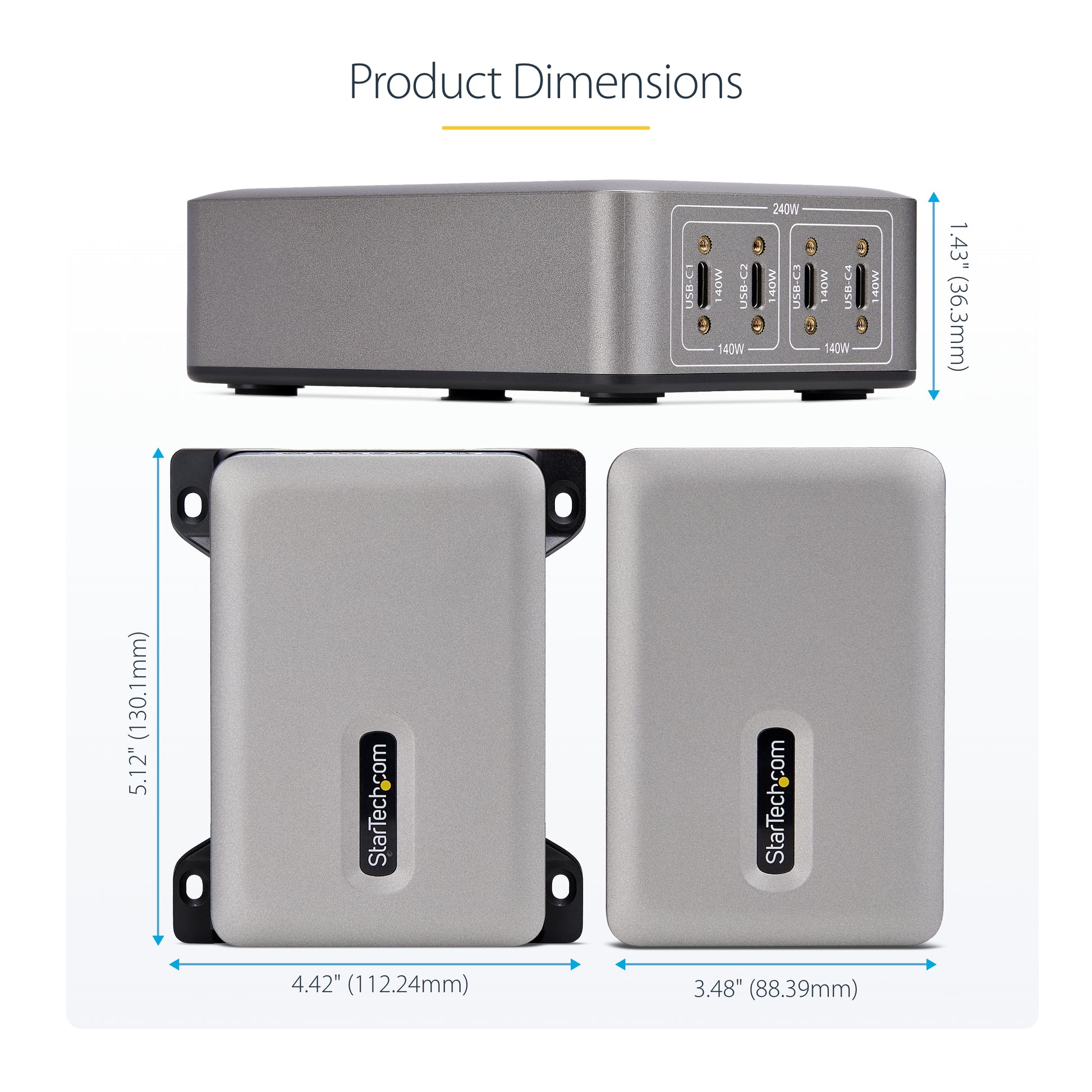 StarTech.com 424DNA-USB-C-CHARGER mobile device charger Universal Gray AC Fast charging Indoor