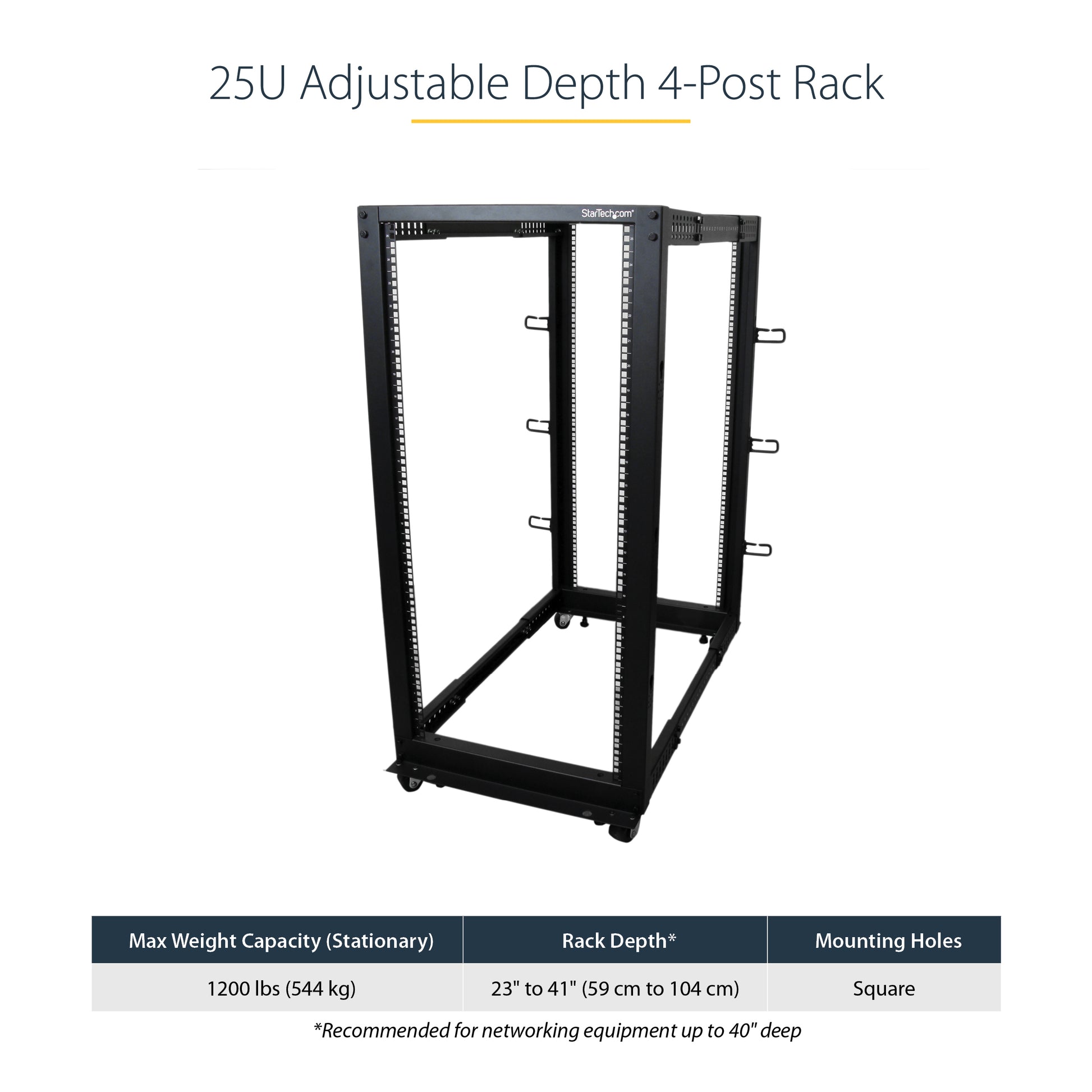 StarTech.com 4POSTRACK25U rack cabinet 25U Freestanding rack Black