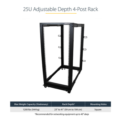 StarTech.com 4POSTRACK25U rack cabinet 25U Freestanding rack Black