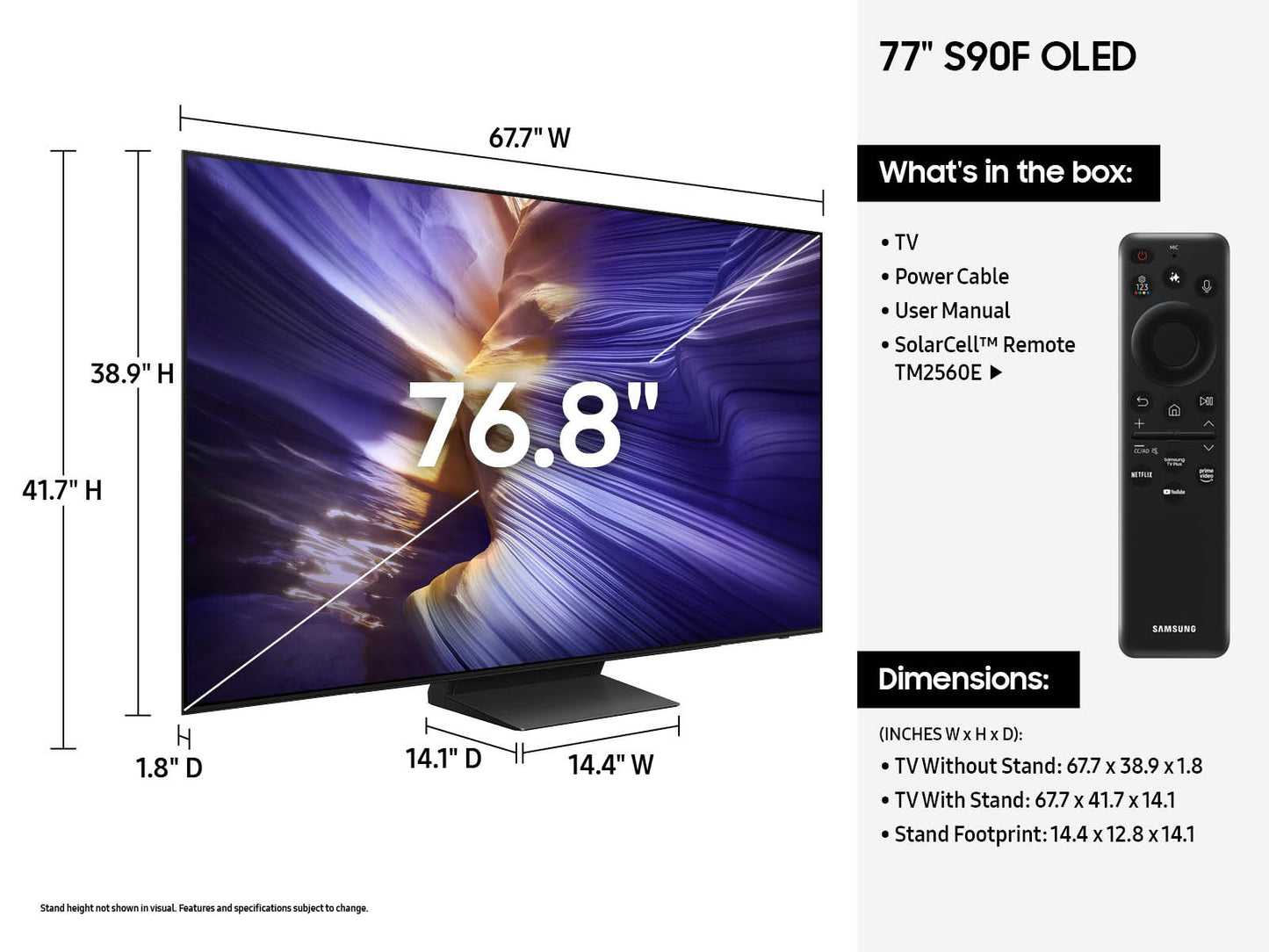 Samsung S90F QN77S90FAFXZA TV 77" 4K Ultra HD Smart TV Wi-Fi Black