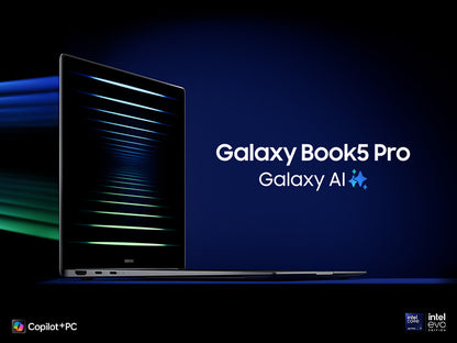 Samsung Galaxy Book5 Pro Intel Core Ultra 7 256V Laptop 14" Touchscreen WQXGA+ 16 GB LPDDR5x-SDRAM 512 GB SSD Wi-Fi 7 (802.11be) Windows 11 Pro Gray