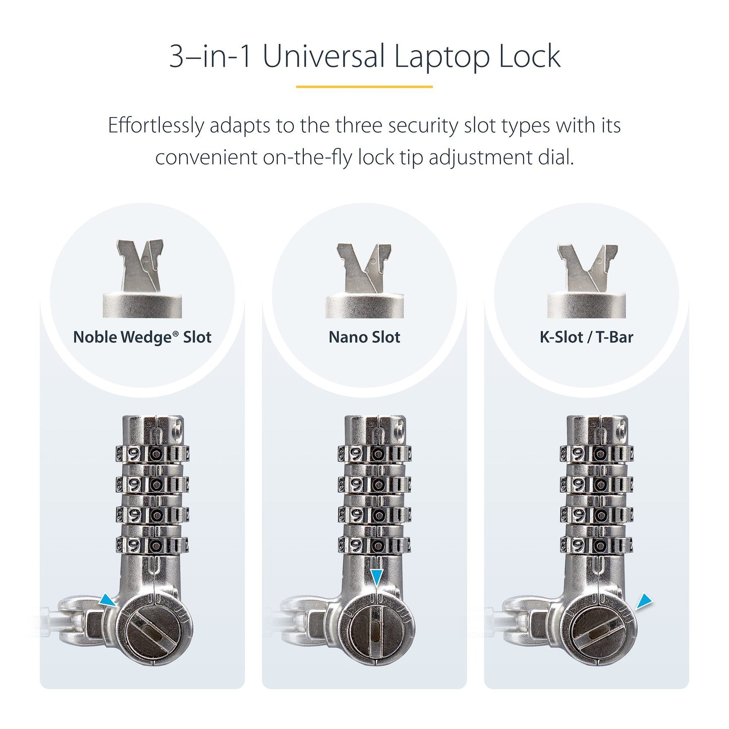StarTech.com UNIVCS-LAPTOP-LOCK cable lock Black, Silver 78.7" (2 m)