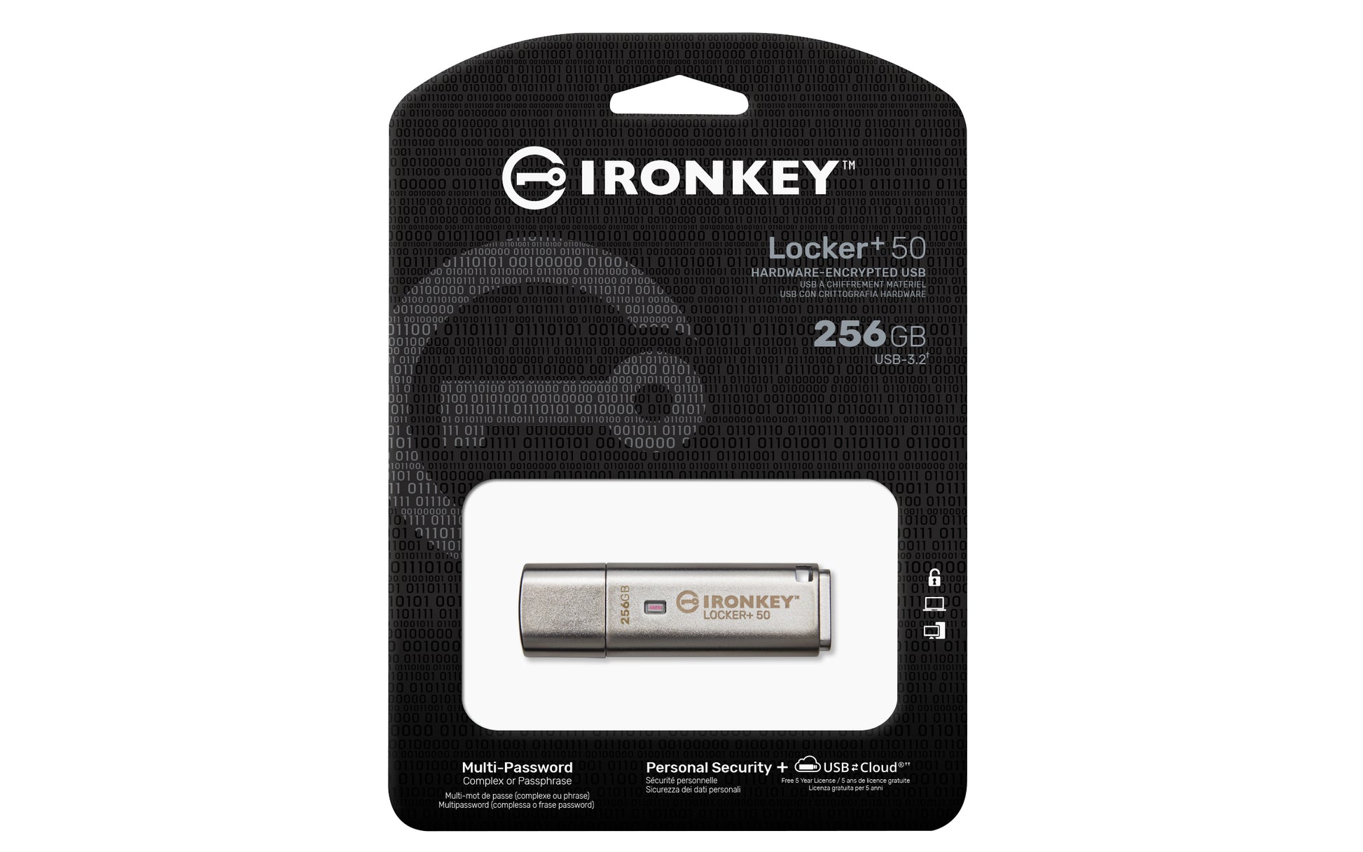 Kingston Technology IronKey Locker+ 50 USB flash drive 256 GB USB Type-A 3.2 Gen 1 (3.1 Gen 1) Silver