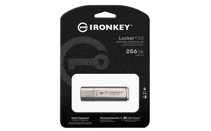 Kingston Technology IronKey Locker+ 50 USB flash drive 256 GB USB Type-A 3.2 Gen 1 (3.1 Gen 1) Silver