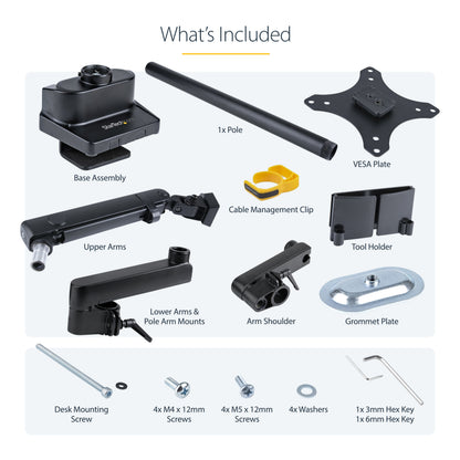 StarTech.com ARMPIVOT2USB3 monitor mount / stand 34" Desk Black