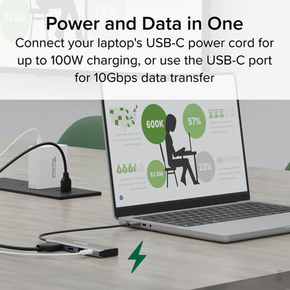 Plugable Technologies USBC-4IN1 laptop dock/port replicator Wired USB 3.2 Gen 2 (3.1 Gen 2) Type-C Silver