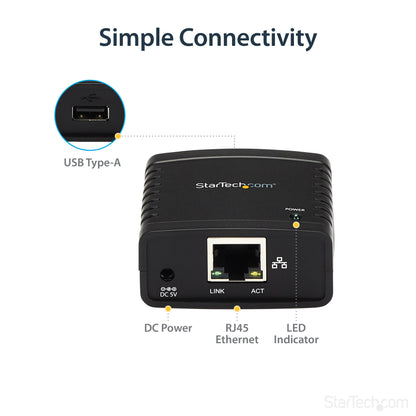 StarTech.com PM1115U2 print server Ethernet LAN Black