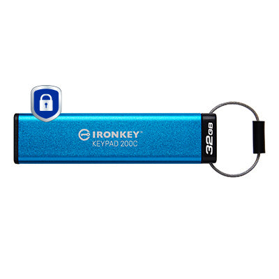 Kingston Technology IronKey Keypad 200 USB flash drive 32 GB USB Type-C 3.2 Gen 1 (3.1 Gen 1) Blue
