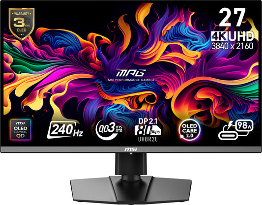 MSI MPG 272URX QD-OLED computer monitor 26.5" 3840 x 2160 pixels 4K Ultra HD Black