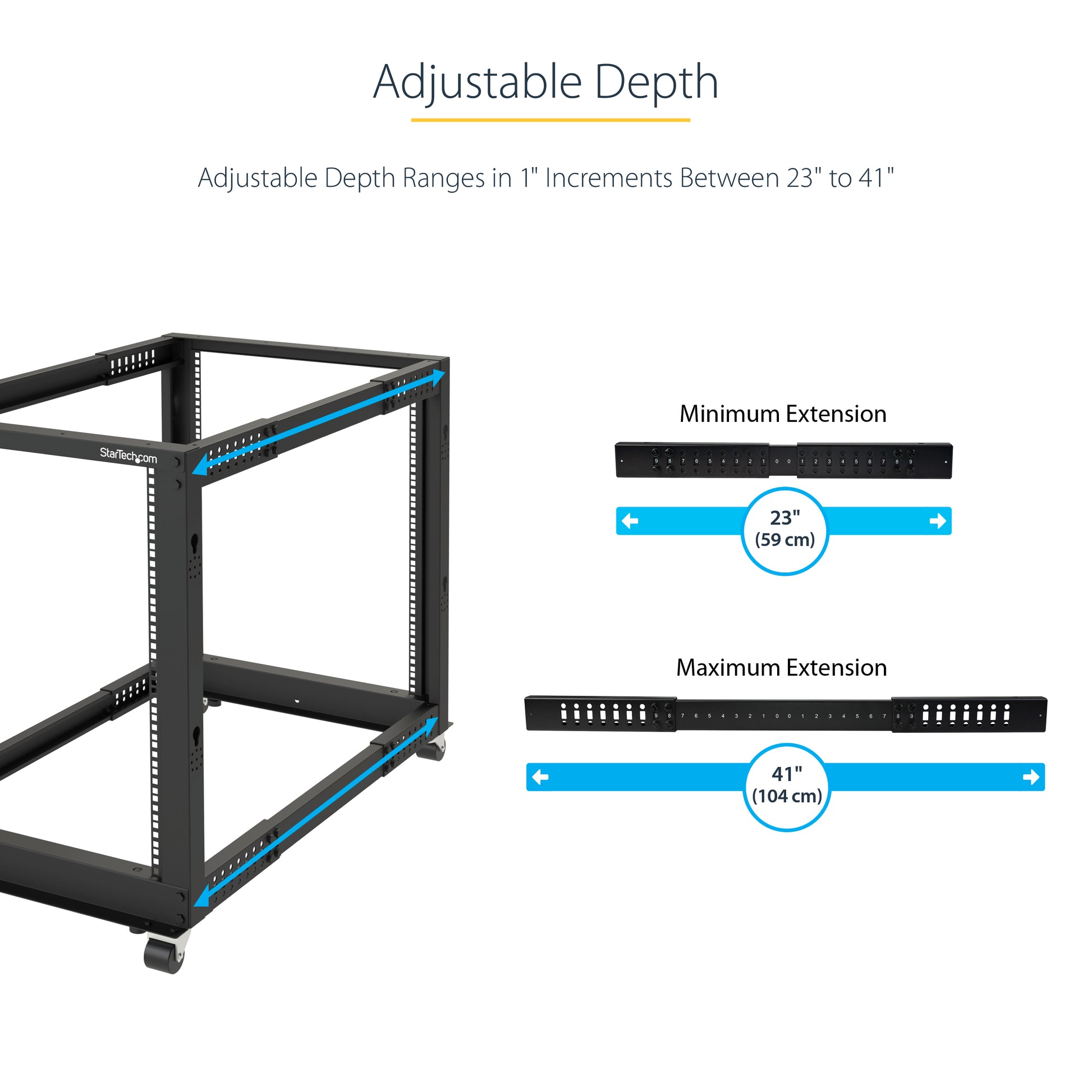StarTech.com 4POSTRACK25U rack cabinet 25U Freestanding rack Black