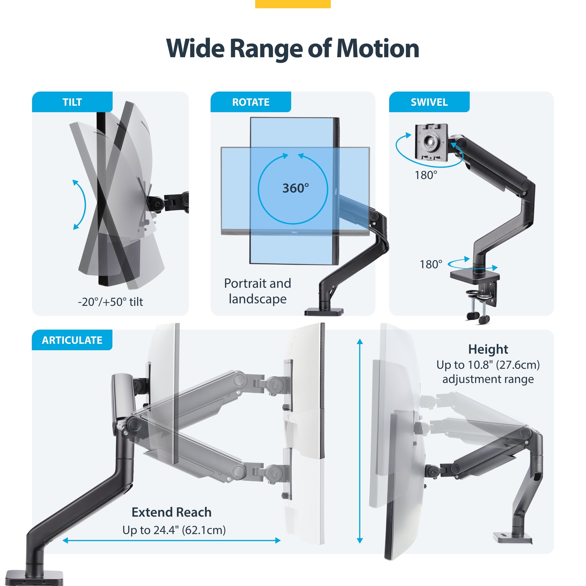 StarTech.com H1M1AG1-MONITOR-ARM monitor mount / stand 49" Desk Black