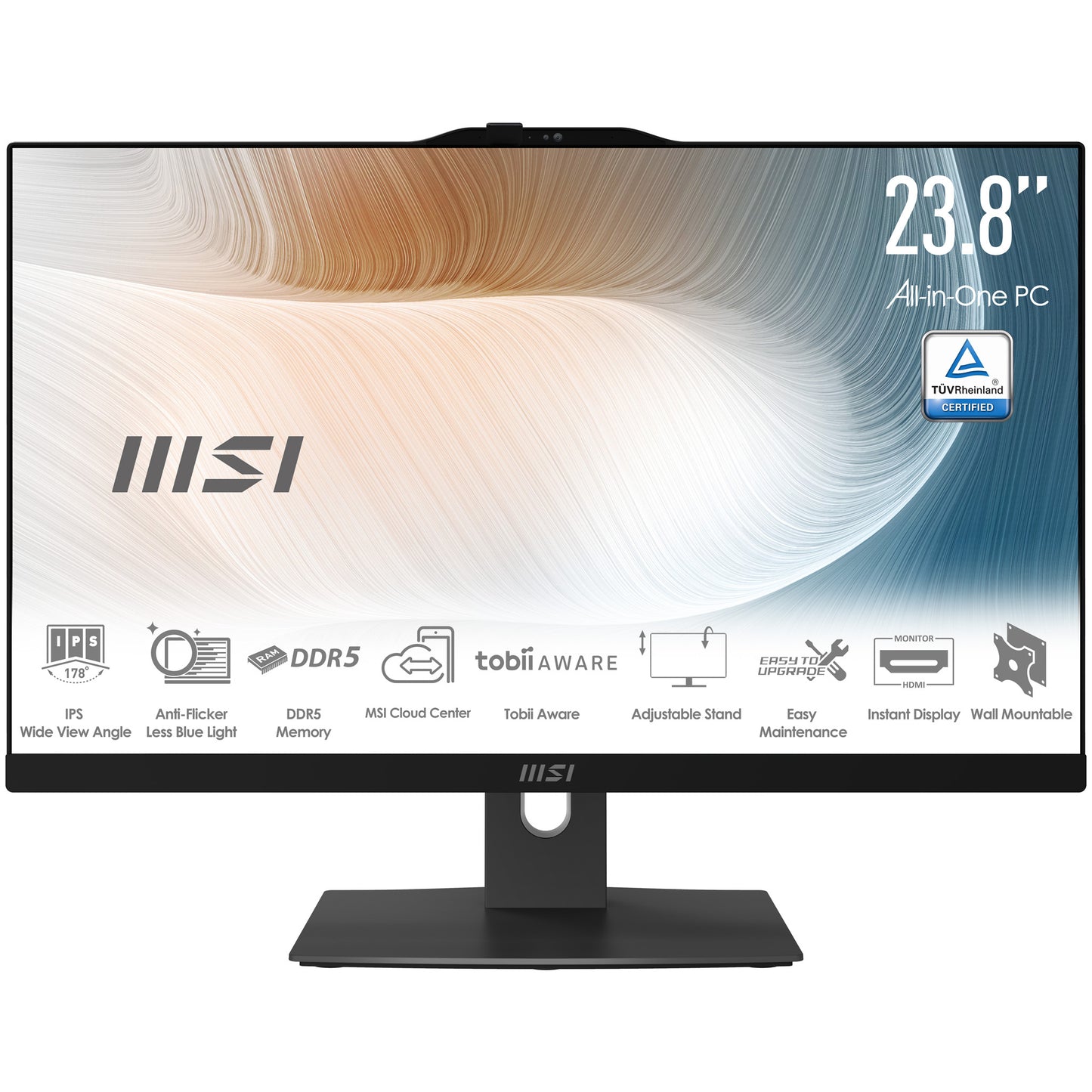 MSI Modern AM242TP 1M-1098US Intel Core 3 100U 23.8" 1920 x 1080 pixels All-in-One PC 8 GB DDR5-SDRAM 512 GB SSD Windows 11 Pro Wi-Fi 6E (802.11ax) Black